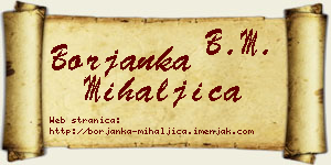 Borjanka Mihaljica vizit kartica